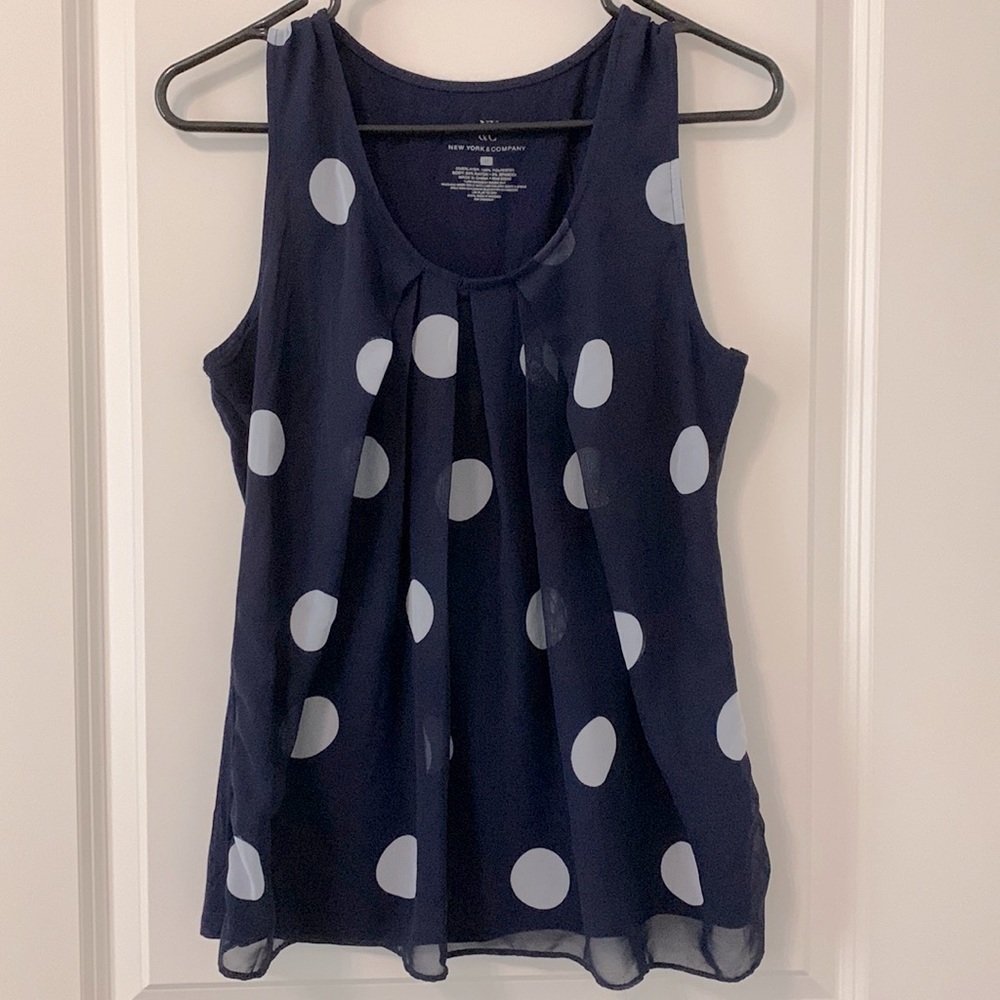 NY&Co Navy Polka Dot Tank